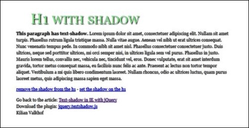 Text-shadow in IE with jQuery